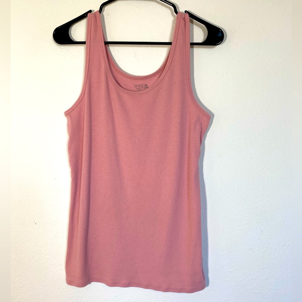 Ribbed Tank Top Pink Top Sleeveless Long Tank xl